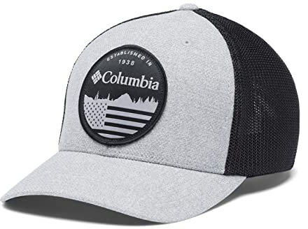 Columbia Unisex-Erwachsene Mesh Ball Cap, Grau meliert/Schwarz/Flagge, L-XL