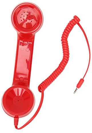 Combiné Téléphonique Rétro, Ancien Casque Téléphonique avec Contrôle du Volume, Récepteur de Téléphone Portable Rétro Vintage 3,5 Mm pour Tous Les Smartphones et Ordinateurs, (Rouge)