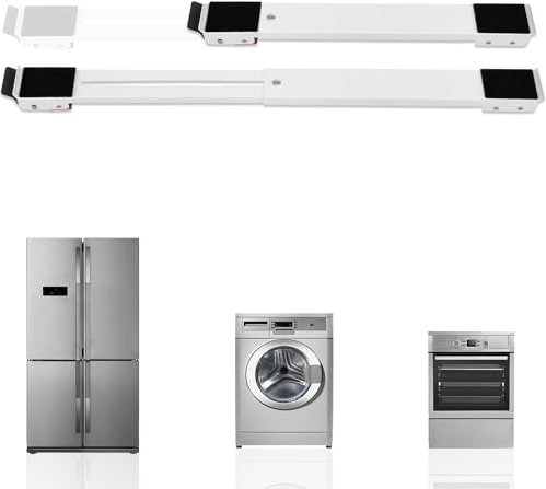 BASVII Waschmaschinen Untergestell - Rollen Für Möbel Doppelte Befestigung, Stabil Und rutschfest, Kann 300 KG Tragen - Washing Machine Stand Passend (Weiß)
