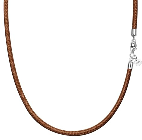 Viwind Collier en cuir 925 avec fermoir tressé en cuir synthétique - Largeur : 2,5 mm - Pour homme et femme - Chaîne pour pendentif - 45-60 cm au choix - Cordon en cuir, 45 cm, Cuir ciré coréen,