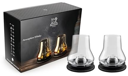 PEUGEOT- Coffret Dégustation Whisky - 2 Sets (Verre à Whisky + Socle Rafraîchissant + sous-Verre) + Livret - Sublime Les Saveurs - Coffret Cadeau Whisky, Armagnac, Cognac