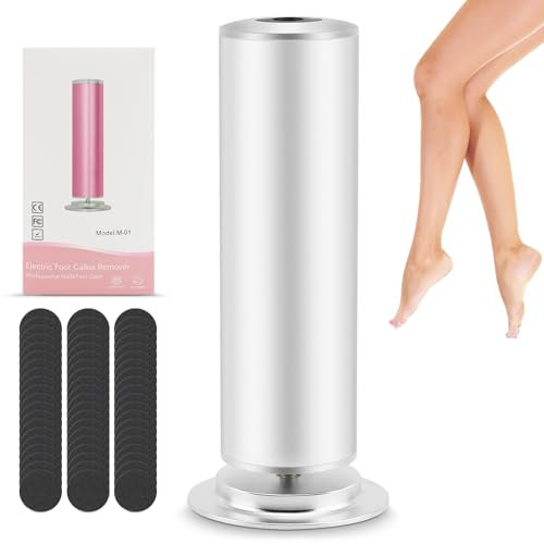 Râpe Électrique pour Pieds Professionnelle - Lime Pied Électrique 550 RPM avec 60 Disques Exfoliants Remplaçables, Supprime Callosités et Peaux Mortes sans Effort (Aluminium, Vitesse Réglable)