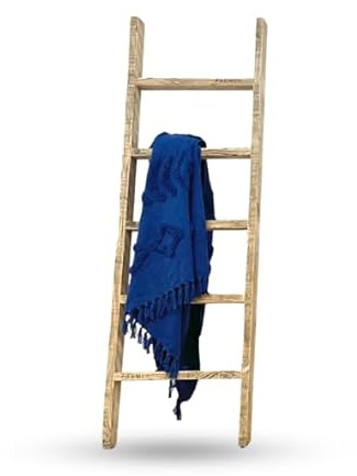 Deckenleiter aus massivem Holz, hohe Handtuchstange, für Zuhause und Badezimmer, rustikale Möbel, 1,2 m x 40 cm, mittlere Eiche