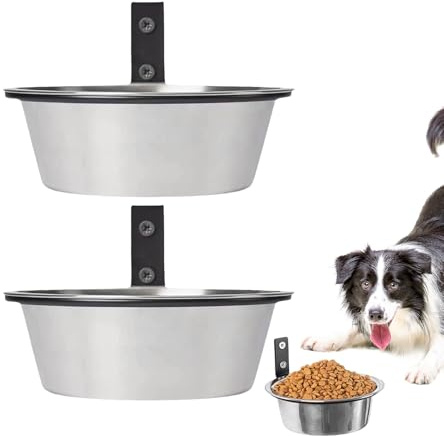 Ciotole per alimenti per cani, set da parete per cani, 2 pezzi di sollevamento, in acciaio inox, con base pieghevole, contenitore anti-goccia per animali domestici