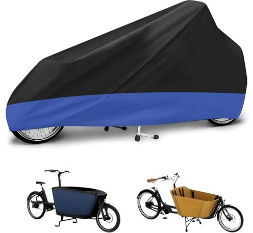 Lasthjulsskydd, cykelskydd, lasthjul, 420D, oxfordtyg, cykelskydd, vattentät, utomhus, cykelgarage, väderbeständig, lastcykel, presenning, skydd (svart och blå)