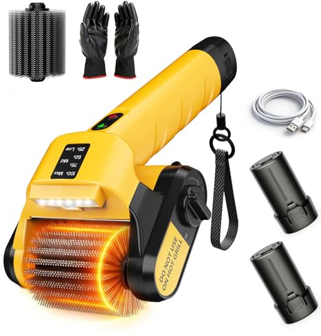 Qimedo Cepillo de Limpieza Eléctrico para Parrilla con Luz LED, 800 RPM, Cerdas de Acero Inoxidable, Cepillo Potente, Inalámbrico, para BBQ, Rejilla de Hierro Fundido, Parrilla de Gas y Eléctrica