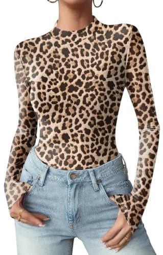 Zeagoo Camiseta Transparente Mujer Camisas Manga Larga Blusa de Malla | Slim Camiseta Cuello Alto Mesh Top Sexy T-Shirt Fiesta XS-XXL