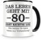 Samunshi® Tasse mit Spruch witzige Geschenke zum 80 Geburtstag Mann Frau Oma Opa Geburtstag Geschenkideen zum 80 Geburtstag schwarz