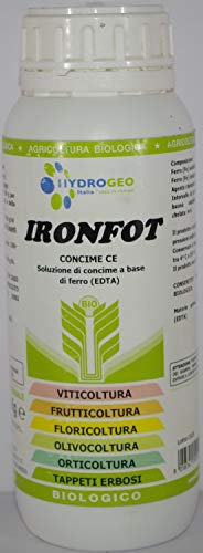 Hydrogeo Ironfot Fertilizzante Biologico Liquido a Base di Ferro al 6% EDTA Confezione da 500 Grammi