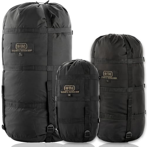 M-Tac, Bolsa de compresión de nailon ligero para saco de dormir, impermeable, para viajes, acampada, senderismo, al aire libre, 24 L, L, Negro