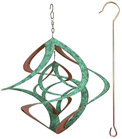 Red Carpet Studios Deluxe Double Helix Cosmix Wind Spinner, 14-Inch, Patina and Copper