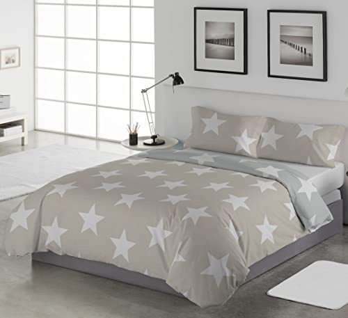 LEBENGOOD Juego de Funda Nórdica 50% Algodón para Cama 150x190/200 con Funda Almohada y 1 Funda de Edredón Colcha Sábana. Juego de Ropa Cama (F.North Arena 150)