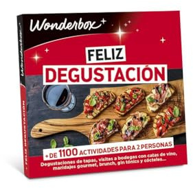 WONDERBOX - Caja Regalo - Feliz degustación - 1 cata y o degustación para 2 Personas a Elegir Entre 1100 Comidas: Tapas, cata de Vino, cócteles, Brunch