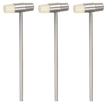sourcing map 3pcs Double Face Small Plastic Metal Hammer 5 Round Dual Head Multifunctional Mallet with Soft/Hard Tips for Jewelry Watch Handcraft, White
