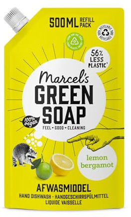 Marcel's Green Soap - Spülmittel Nachfüllbeutel Zitrone & Bergamotte - Nachfüllpackung - Mikroplastikfreie Formel - Vegan - 500 ml