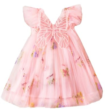 UUAISSO Tutu klänning för flickor ärmlös tyllklänning fjärilsbroderi födelsedagsfest prinsessa sommarklänning, Rosenröd, 6-12 M�nader