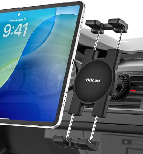 Support Tablette Voiture Grille Aeration [Mains Libres, Stable] Support Tablette Avant Grille D'aération, Porte Voiture Ventilation pour iPad Pro Air Mini, Galaxy Tab, Fire, Téléphones, 4~13