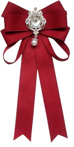 YEJBBUC Cravatta da donna con fiocco, papillon da ragazza, cravatta per uniforme camicetta camicia rosso scuro 11 x 22 cm