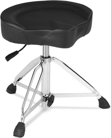 RVONE Hydraulic Nitro Gas Drum Throne, Heavy Duty Drum Stool with 400LB Pounds Load Capacity, Motorcycle Saddle Drum Seat for Professional Adult Drummers Stage Stuido(Black)