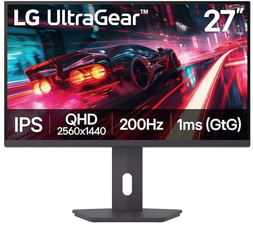 LG 27G610A-B Ultragear QHD 27 (2560x1440) IPS Gaming Monitor, 200Hz, 1ms, AMD FreeSync Premium, VESA DisplayHDR 400, HDMI, DisplayPort, Tilt/Height/Swivel/Swivel, Black