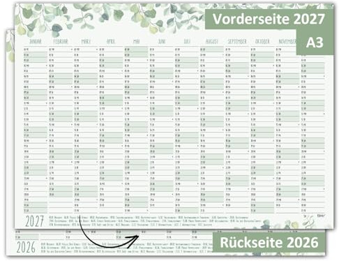Calendario da parete Timr 2026 incl. 2027 motivo Eucalipto - Calendario DIN A3 12 mesi I fronte retro I tr395