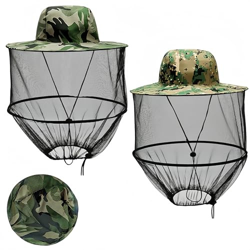 Cappello con Zanzariera,2 Pezzi Cappellos Zanzariera Pieghevole,Cappello da Apicoltore,Anti-zanzara Cappellos,Rete per La Testa,Protezione da Insetti,Velo per Apicoltura,Campeggio,Escursionismo,Pesca