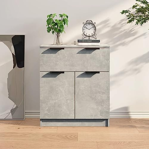 Frdhee Armadio da bar per soggiorno, credenza grigio cemento, 60 x 30 x 70 cm, in legno per cucina, soggiorno, facile da montare