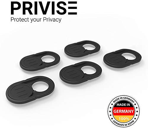 Privise Webcam Abdeckung, Made in Germany, Webcam Cover für MacBook Pro, Laptop, Smartphone, Tablet, iPad, Ultra Dünn, 5er-Set Schwarz