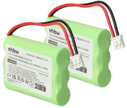 vhbw 2X Akku kompatibel mit Motorola Babyphone MBP36, 188610 schnurlos Festnetz Telefon (700 mAh, 3,6 V, NiMH)