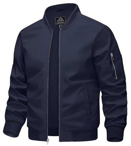 KEFITEVD Chaqueta De Hombre Chaqueta Golf Ligera Chaqueta Verano Primavera Chaqueta Color Chaqueta Bolsillo,Azul Marino,3XL