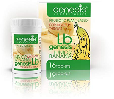 Genesis LB Junior Kids Probiotic Chewable Tablets - Banana Flavour with Xylitol, 16 Tablets for Children’s Digestive Health