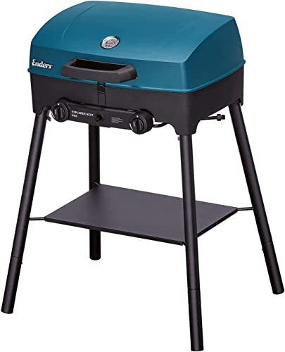 Enders Explorer Next Pro Barbacoa gas para camping - Barbacoa de gas portátil para asar, cocinar y hornear - Barbacoa pequeña para balcón, jardín y terraza con 2 quemadores #210233