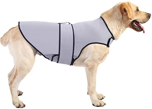 Sychien Dog Anxiety Jacket,Dog‘s Thunder Calming Shirt Wrap Vest for Large Dogs,Travel, Fireworks, Separation, Bluish Grey L