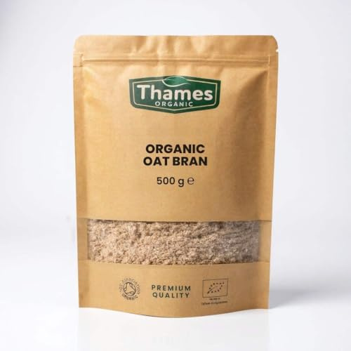 Organic Oat Bran - Vegan, GMO Free, No Additives No Preservatives, High in Fiber High in Protein for Cooking and Baking - Thames Organic 500g