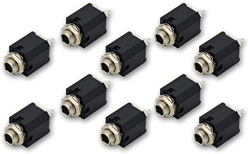 Czyuntuo Audio 1/4 Jack Female 6.35mm TRS Stereo Panel Mount Socket Guitar Input Jack,Patch Cables, Microphone Connector Adapter-No ON/Off Type 10 Pack