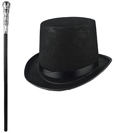 Violotoris Faschingskostüm-Party-Zylinder-Hut aus nicht-chovenem Stoff. Ligtveigt-Gehstock
