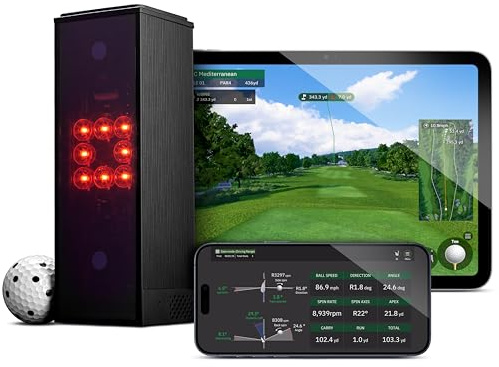 Square Golf Indoor Golf Launch Monitor - Golfsimulator für Zuhause mit realistischer Praxis & genauem Feedback, Hochgeschwindigkeitskamera, Ballgeschwindigkeit, Spinrate, 3D-Kurse,