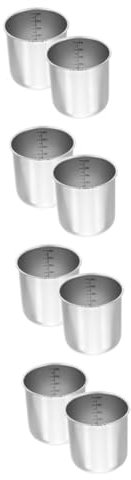 Cabilock 4 Ensembles Tasse À Riz En Acier Inoxydable Mesurette À Riz Tasses À Mesurer Liquides Tasse De Lait Liquide Mesuré Tasse À Liquide Avec Échelle Pichet Doseur Silver 2 Pièces * 4