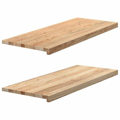 vidaXL Fensterbänke 2 Stk. Unbehandelt 100x40x2 cm Massivholz Eiche, Fensterbrett, Holz Treppenstufe, Holz Fensterbrett, Fensterbank Eichenholz