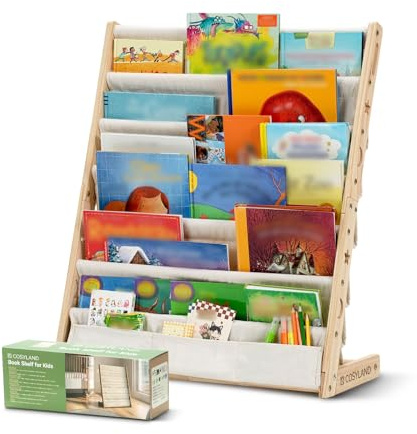 COSYLAND Librería Infantil de 6 Niveles, Estantería para Niños, Organizador de Libros para Dormitorio Infantil, Guardería o Sala de Juegos, Ahorro de Espacio, Natural/Grande