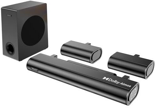 Hiwill 5.1CH Barre de Son, Dolby Atmos TV Barre Son, Home Cinéma 2 Enceintes Arrières Filaire, Enceintes Téléviseur avec 5.25'' Subwoofer, Bluetooth PC Soundbar, 380W Puissance de Crête, 2025