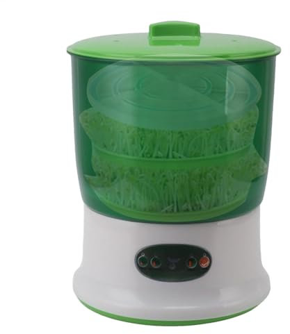Raypontia Macchina automatica per coltivare germogli di soia, germogli di soia, set di germogli di soia a 2 strati, dispositivo automatico per la crescita dei germogli di soia con piastra a pressione
