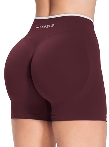 JOYSPELS Gym Shorts for Women UK Seamless Scrunch Bums Booty High Waist Cycling Yoga Ladies Workout Activewear Shorts Cordovan Red S