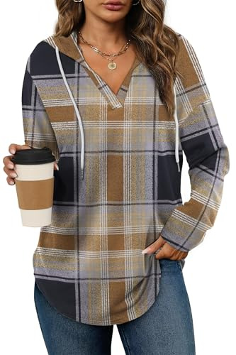 Cuptacc Sudadera con capucha para mujer, cuello en V, sudadera con capucha, con cordón, sudadera de lambo, talla grande
