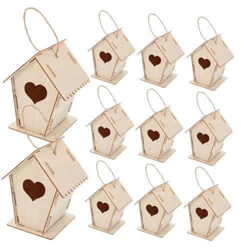BESPORTBLE 12pcs Unfinished Hanging Birdhouse Kit for DIY Wooden Craft for Painting and Building Educational Outdoor Garden Decor Creative Family Activity for Boys