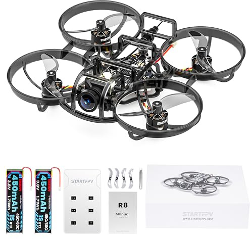 R8 ELRS Brushless Whoop Quadcopter, Ultralight 1S 80mm Micro FPV Drone BNF with 6 Port Battery Charger,2 Batteries Fly12 Mins for FPV Freestyle Racing Indoor Outdoor,FOV160°,Matrix G4 5IN1 FC,0802 20000KV Motor