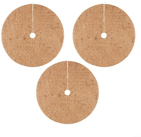 Dischi per pacciamatura in fibra naturale di cocco, controllo della ritenzione idrica, per vasi da giardino, soggiorno, balcone, cura delle piante, confezione da 3 (35 cm)