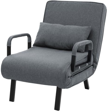 ML-Design Bäddsoffa med Sängfunktion, 3-i-1 Fåtölj med Sovfunktion, Hopfällbar Bäddfåtölj, Fåtölj med Justerbart Ryggstöd, Vikbar Sovfåtölj, Gästsäng med Stålram, Chenilletyg för Vardagsrum Antracit