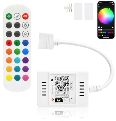 Mini controller per strisce luminose RGB LED,utilizzabile tramite Alexa, Wifi e app, telecomando RF, controller con sistema Android e iOS, da 5 V-28 V, per tutte le strisce LED 3528 5050