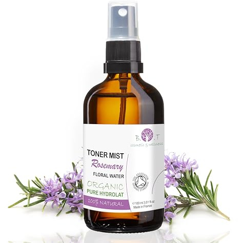 Idrolato Acqua Floreale Rosmarino Biologico 100 ml Spray Viso Pelle Grassa, Lozione Tonica Capelli 100% Naturale Struccante viso e occhi Idratante Acqua Micellare Detergente Acne